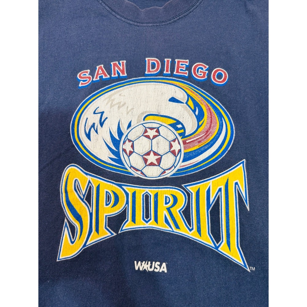 Vintage 2001 San Diego Spirit T Shirt L WUSA Womens Soccer Hanes Defunct Team